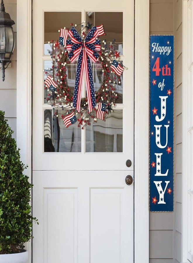 Meseey 2 Pack Extra Large Patriotic Bows for Wreaths American Flag Stars & Stripes Bow, Waterproof 4th of July/Independence Day Decor for Outdoor Fence, Door, Party Bunting (Red White Blue Star Bows) - Image 4